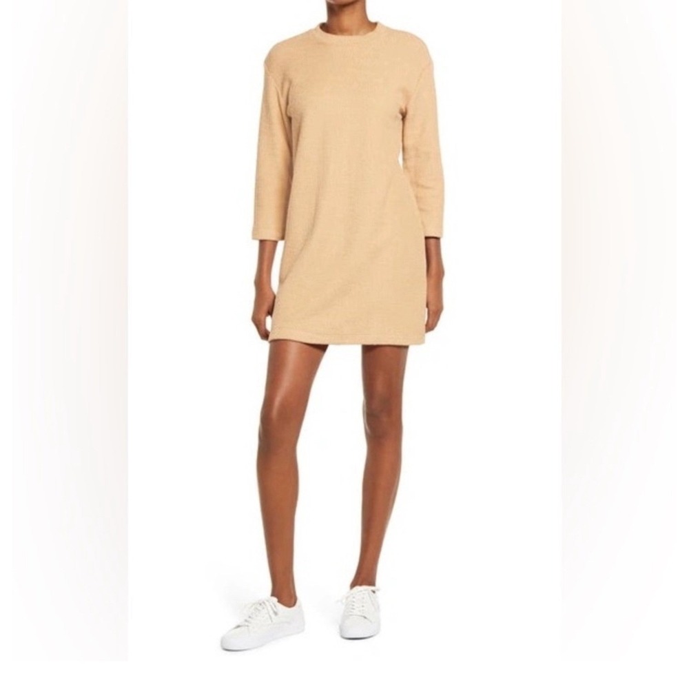 Reformation‎ Sweater Dress Ribbed Camel Tan XL Minimalist Casual Dress